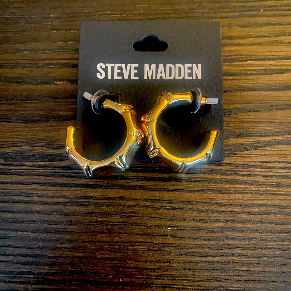 NEW Steve Madden gold thick hoop earrings